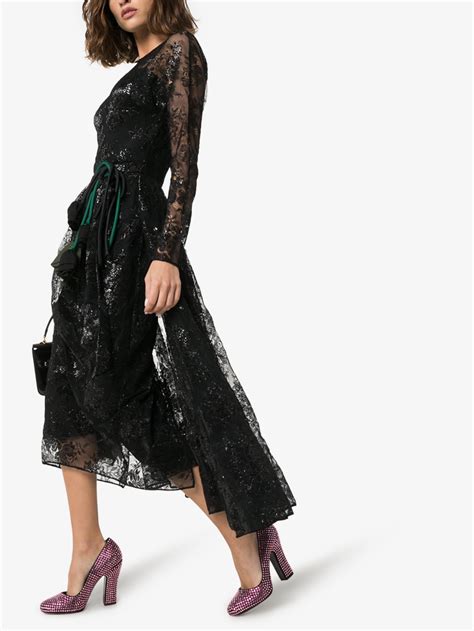 prada black lace dress|More.